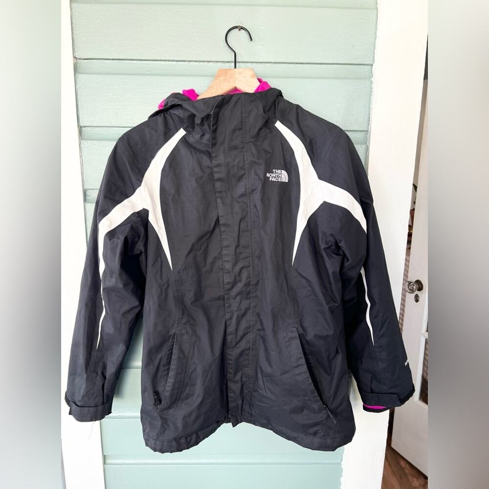 The north face 2 pc rain coat and fleece jacket girls fall winter outdoor hike